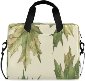Laptop Bag for Women - Fits 16 inch with Laptop Compartment Carrying Messenger Sleeve with Strap Professional Fashion Travel Purse for Business Office Bag Green Maple Leaf