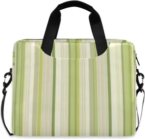 Laptop Bag for Women - Fits 16 inch with Laptop Compartment Carrying Messenger Sleeve with Strap Professional Fashion Travel Purse for Business Office Bag Green Stripe