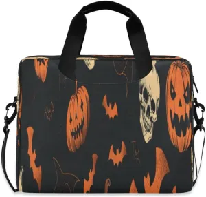 Laptop Bag for Women - Fits 16 inch with Laptop Compartment Carrying Messenger Sleeve with Strap Professional Fashion Travel Purse for Business Office Bag Halloween Pumpkin Skull