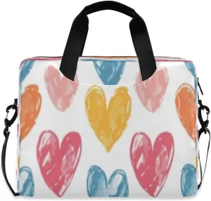 Laptop Bag for Women - Fits 16 inch with Laptop Compartment Carrying Messenger Sleeve with Strap Professional Fashion Travel Purse for Business Office Bag Hand Drawn Heart-shaped