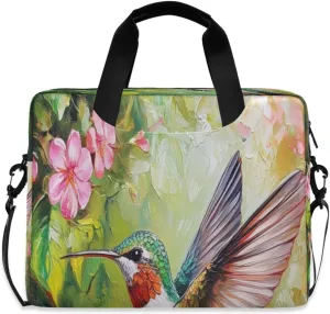 Laptop Bag for Women - Fits 16 inch with Laptop Compartment Carrying Messenger Sleeve with Strap Professional Fashion Travel Purse for Business Office Bag Hummingbird Oil Painting