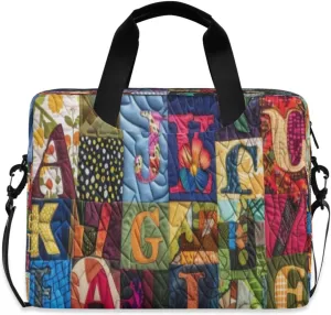 Laptop Bag for Women - Fits 16 inch with Laptop Compartment Carrying Messenger Sleeve with Strap Professional Fashion Travel Purse for Business Office Bag Letter Grid