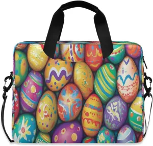 Laptop Bag for Women - Fits 16 inch with Laptop Compartment Carrying Messenger Sleeve with Strap Professional Fashion Travel Purse for Business Office Bag Lovely Easter Eggs