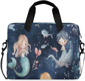 Laptop Bag for Women - Fits 16 inch with Laptop Compartment Carrying Messenger Sleeve with Strap Professional Fashion Travel Purse for Business Office Bag Mermaid