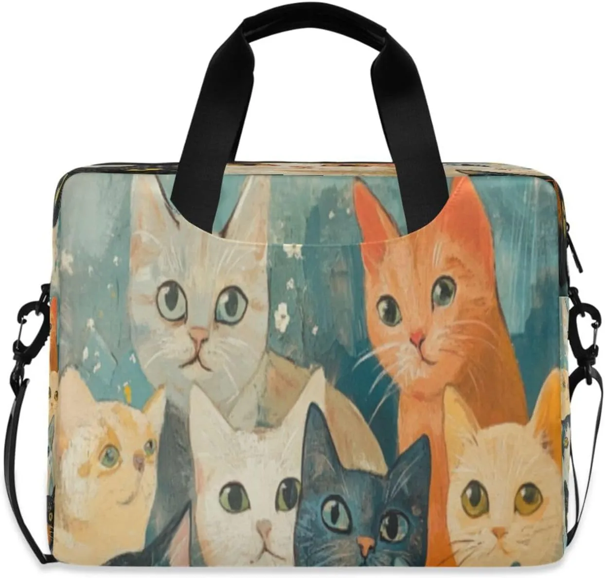 Laptop Bag for Women - Fits 16 inch with Laptop Compartment Carrying Messenger Sleeve with Strap Professional Fashion Travel Purse for Business Office Bag Oil Painting Cat Collection
