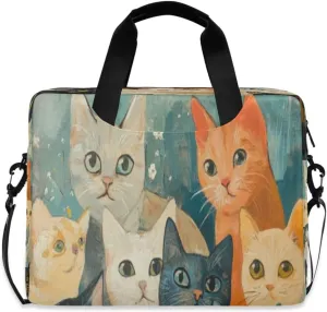 Laptop Bag for Women - Fits 16 inch with Laptop Compartment Carrying Messenger Sleeve with Strap Professional Fashion Travel Purse for Business Office Bag Oil Painting Cat Collection