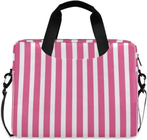 Laptop Bag for Women - Fits 16 inch with Laptop Compartment Carrying Messenger Sleeve with Strap Professional Fashion Travel Purse for Business Office Bag Pink Stripe