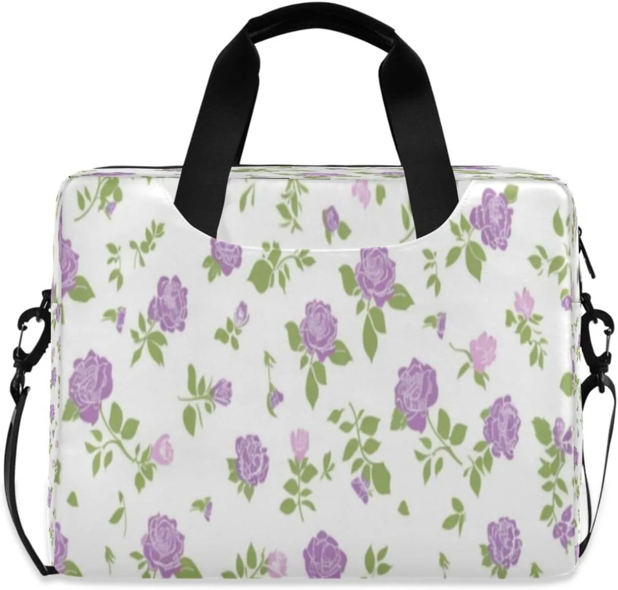 Laptop Bag for Women - Fits 16 inch with Laptop Compartment Carrying Messenger Sleeve with Strap Professional Fashion Travel Purse for Business Office Bag Purple Rose