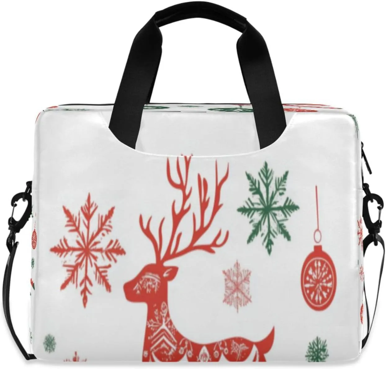 Laptop Bag for Women - Fits 16 inch with Laptop Compartment Carrying Messenger Sleeve with Strap Professional Fashion Travel Purse for Business Office Bag Red Jumping Reindeer