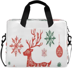 Laptop Bag for Women - Fits 16 inch with Laptop Compartment Carrying Messenger Sleeve with Strap Professional Fashion Travel Purse for Business Office Bag Red Jumping Reindeer