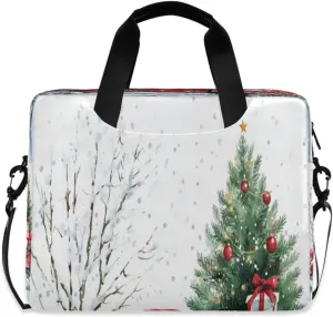 Laptop Bag for Women - Fits 16 inch with Laptop Compartment Carrying Messenger Sleeve with Strap Professional Fashion Travel Purse for Business Office Bag Red Pickup Christmas Tree