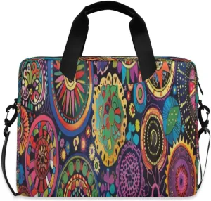 Laptop Bag for Women - Fits 16 inch with Laptop Compartment Carrying Messenger Sleeve with Strap Professional Fashion Travel Purse for Business Office Bag Retro Patterned