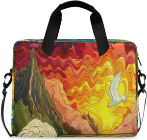 Laptop Bag for Women - Fits 16 inch with Laptop Compartment Carrying Messenger Sleeve with Strap Professional Fashion Travel Purse for Business Office Bag Sunset Glow