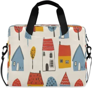 Laptop Bag for Women - Fits 16 inch with Laptop Compartment Carrying Messenger Sleeve with Strap Professional Fashion Travel Purse for Business Office Bag Trees and Houses