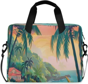Laptop Bag for Women - Fits 16 inch with Laptop Compartment Carrying Messenger Sleeve with Strap Professional Fashion Travel Purse for Business Office Bag Tropical Rainforest Scenery