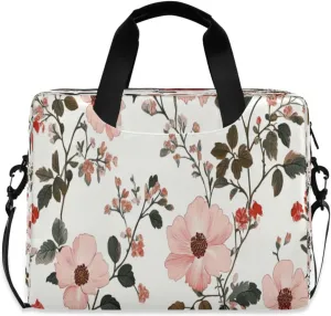 Laptop Bag for Women - Fits 16 inch with Laptop Compartment Carrying Messenger Sleeve with Strap Professional Fashion Travel Purse for Business Office Bag Vintage Pink Floral