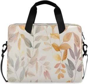 Laptop Bag for Women - Fits 16 inch with Laptop Compartment Carrying Messenger Sleeve with Strap Professional Fashion Travel Purse for Business Office Bag Watercolour Leaf