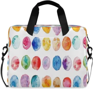 Laptop Bag for Women - Fits 16 inch with Laptop Compartment Carrying Messenger Sleeve with Strap Professional Fashion Travel Purse for Business Office Bag Watercolour Polka Dot