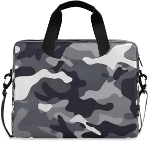Laptop Bag for Women - Fits 16 inch with Laptop Compartment Carrying Messenger Sleeve with Strap Professional Fashion Travel Purse for Business Office Bag White and Black Camouflage