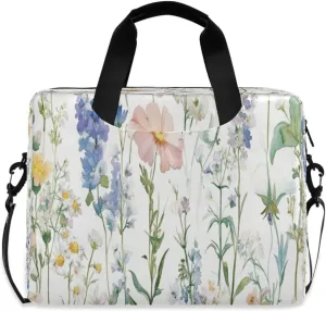 Laptop Bag for Women - Fits 16 inch with Laptop Compartment Carrying Messenger Sleeve with Strap Professional Fashion Travel Purse for Business Office Bag Wildflower Watercolor