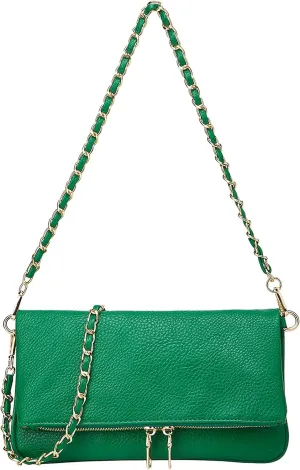 Leather Purses for Women Square Hobo Shoulder Crossbody Bag Chic Chain Square Handbag for Work Vacation