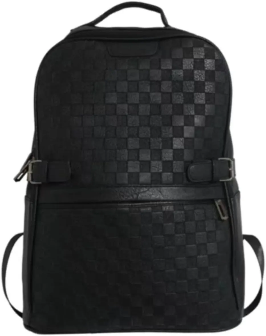 Leisure PU Leather Backpack Style Double Shoulder Bag Multi functional Backpack University Schoolbag Hiking Travel Bag (Black2), Single size