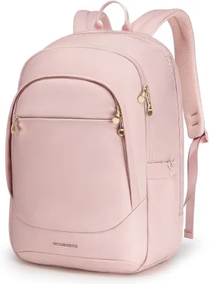 LIGHT FLIGHT Travel Laptop Backpacks for Women, 17.3 inches Laptop Backpack with USB Charging Hole, Water Resistant College Bookbag, Large Capacity Computer Backpacks for Work, Pink