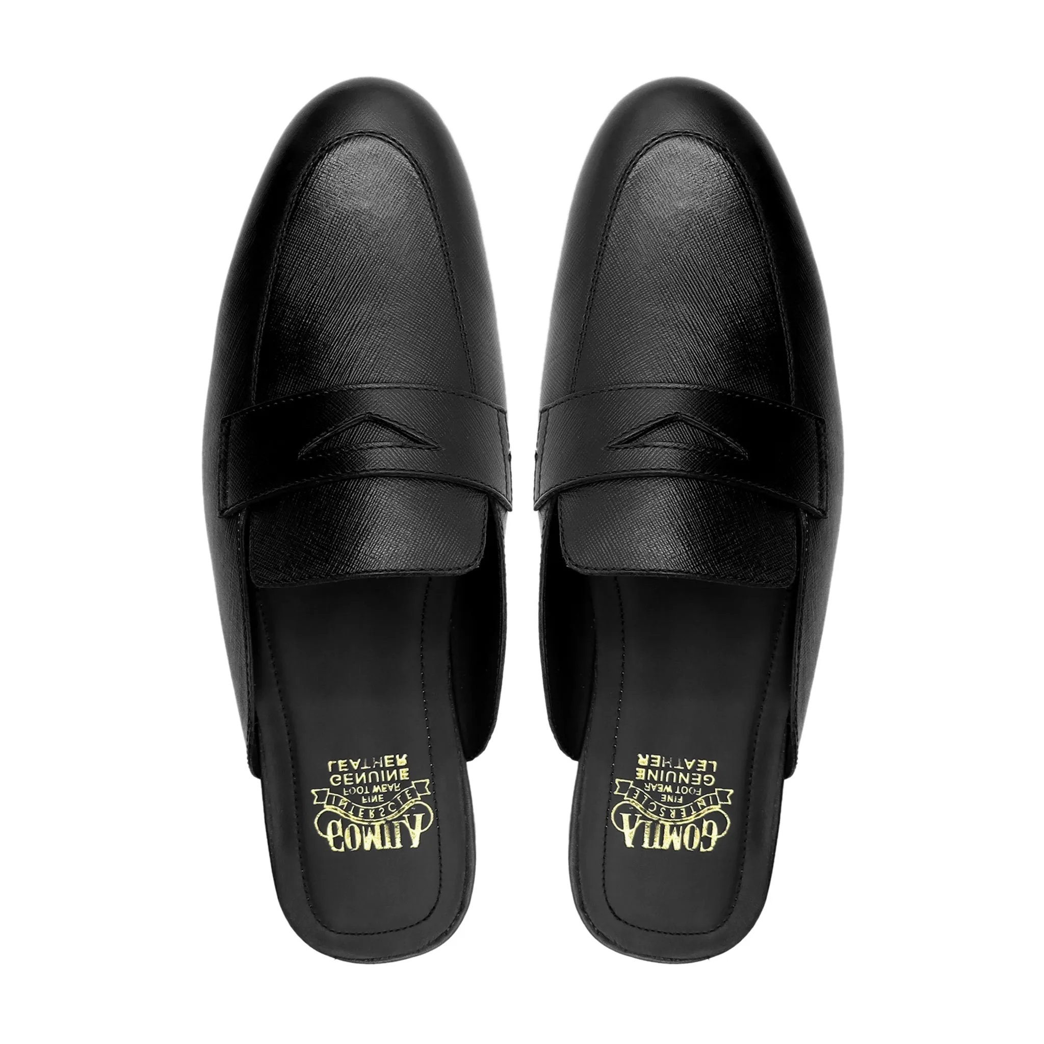 Lima - Men's Black Calf Leaather Slipper