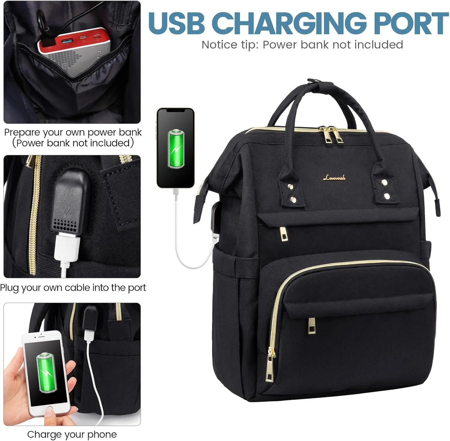 LOVEVOOK Laptop Backpack for Women, Teacher Nurse Bag, Work Bag, Anti-Theft Travel Backpack with USB Charging Port, 14 Inch Backpack for College Business Casual
