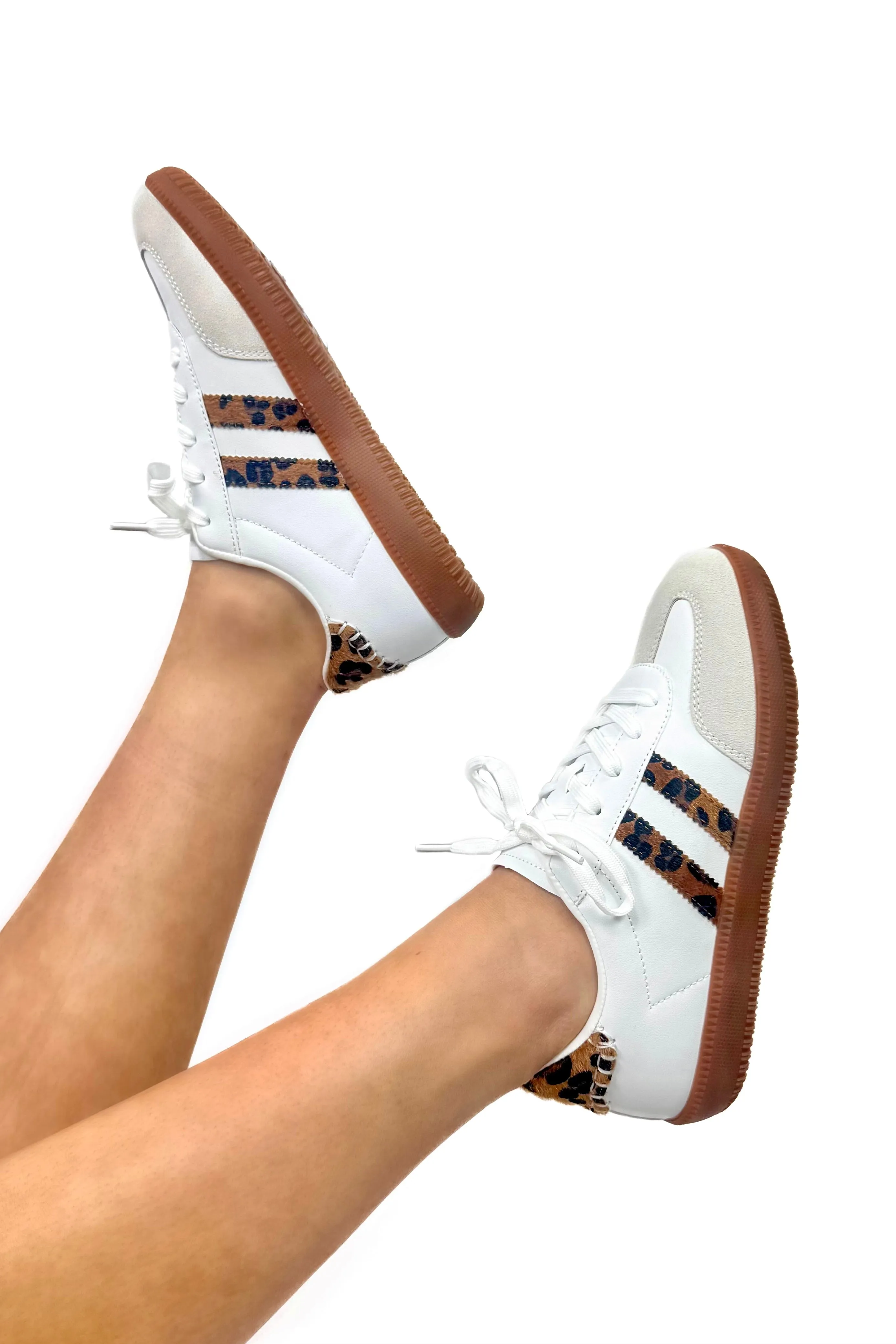 Luxury Leopard Retro Print Striped Sneakers