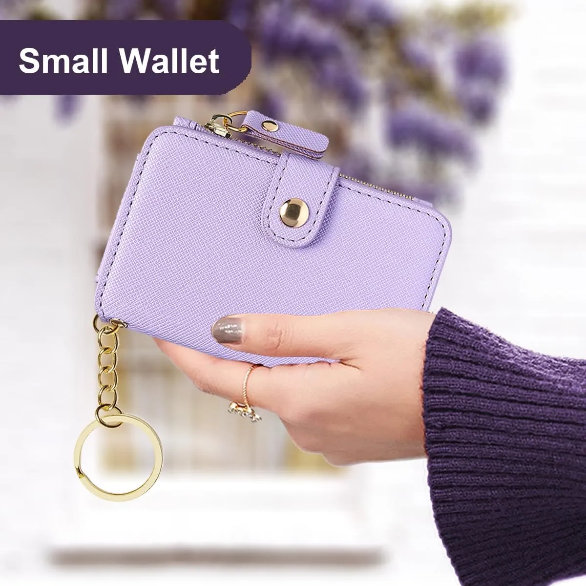M-Plateau Card Cases, Leather Card & ID Cases, Practical Small Wallet for Women & Man with Credit Card Holder for Travelling (Lavender)