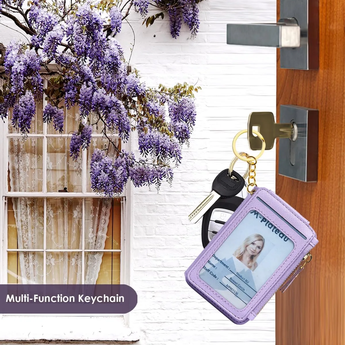 M-Plateau Card Cases, Leather Card & ID Cases, Practical Small Wallet for Women & Man with Credit Card Holder for Travelling (Lavender)