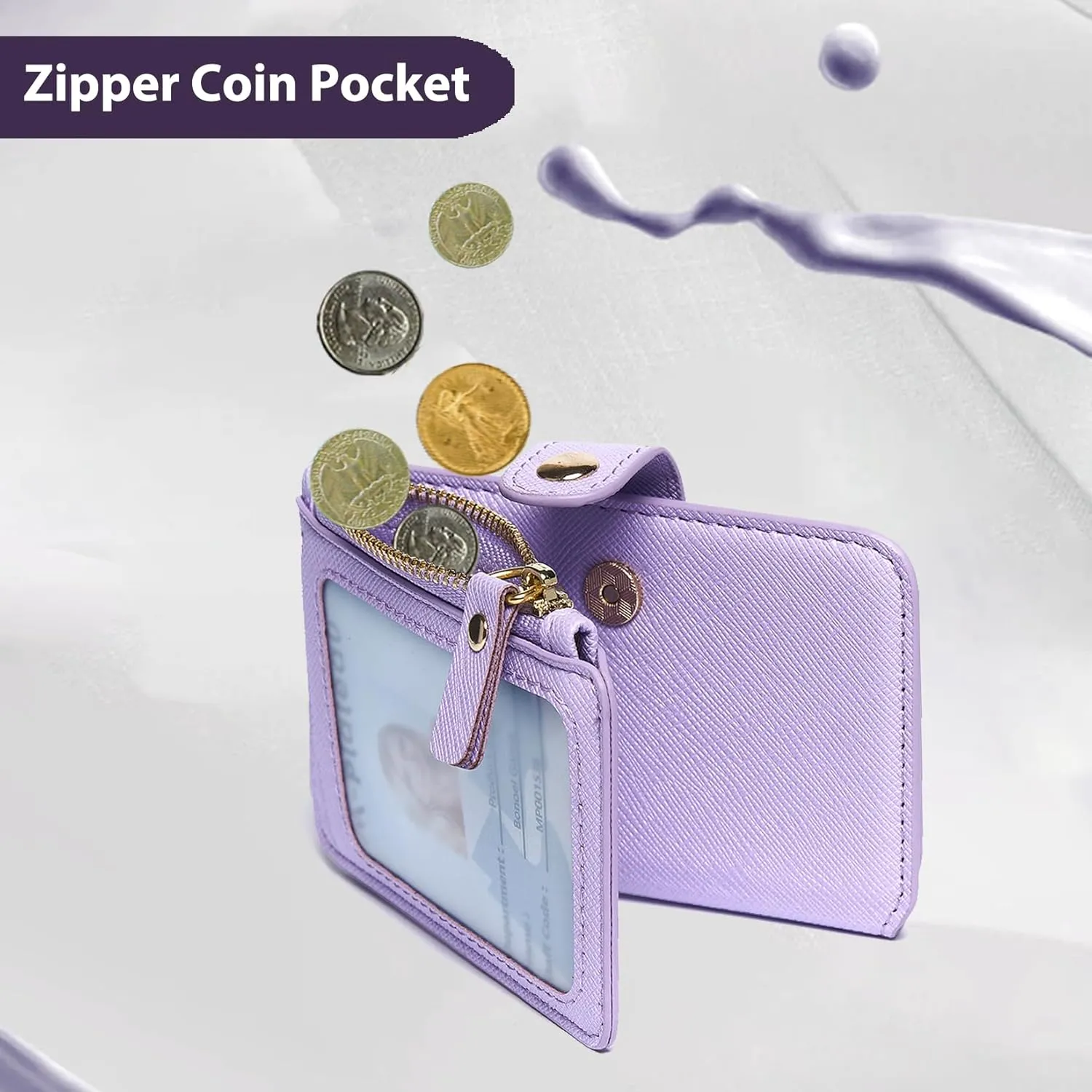 M-Plateau Card Cases, Leather Card & ID Cases, Practical Small Wallet for Women & Man with Credit Card Holder for Travelling (Lavender)