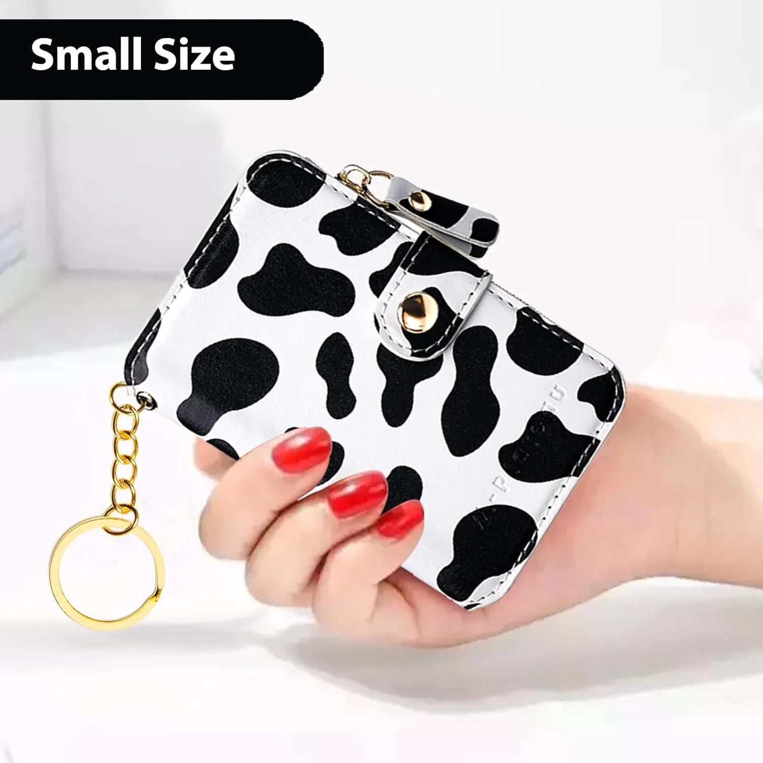 M-Plateau Card Cases, Leather Card & ID Cases,Practical Small Wallet for Women & Man with Credit Card Holder for Travelling (Cow Print)
