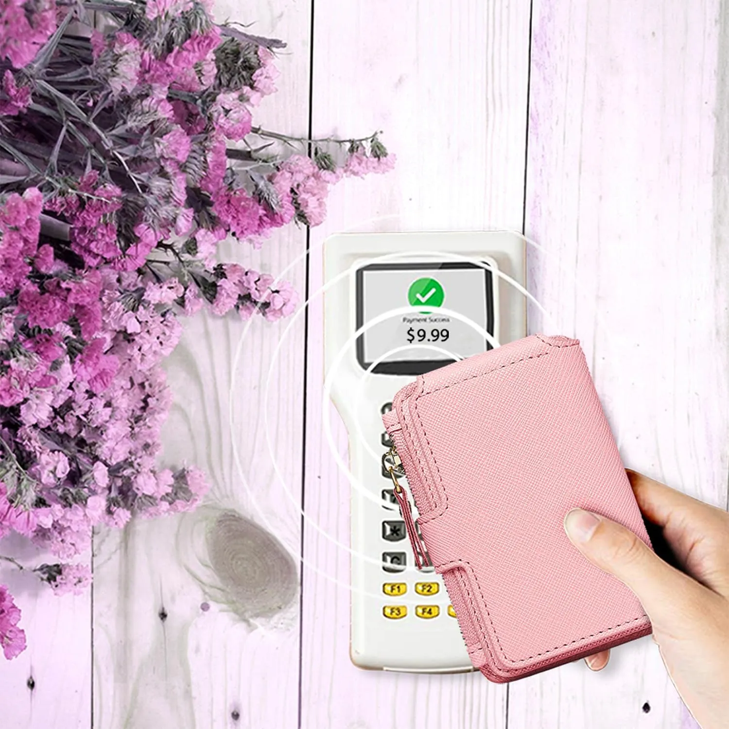 M-Plateau Card Cases, Leather Card & ID Cases,Practical Small Wallet for Women & Man with Credit Card Holder for Travelling (Light Pink)