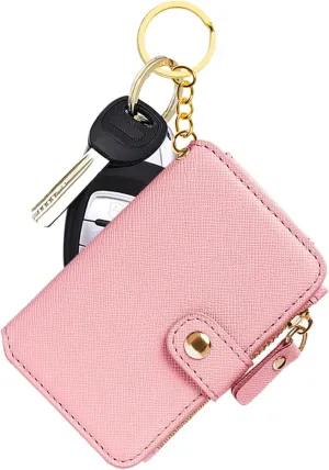 M-Plateau Card Cases, Leather Card & ID Cases,Practical Small Wallet for Women & Man with Credit Card Holder for Travelling (Light Pink)