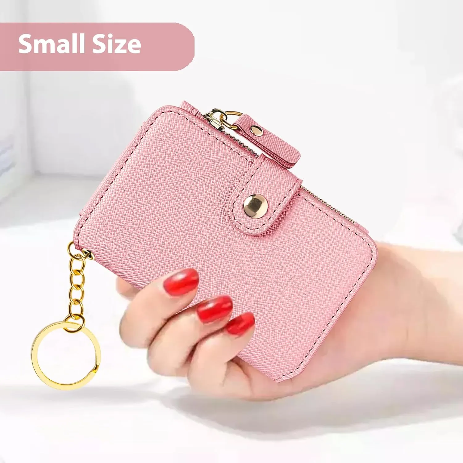 M-Plateau Card Cases, Leather Card & ID Cases,Practical Small Wallet for Women & Man with Credit Card Holder for Travelling (Light Pink)