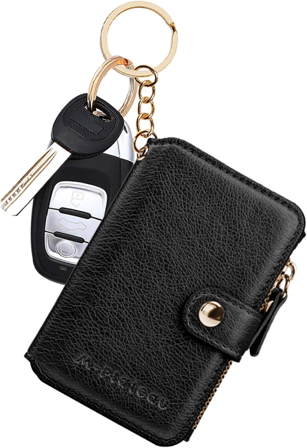 M-Plateau Women's Wallets, Leather Mini Wallet with Key Ring, Practical Small Wallet for Women & Man with Credit Card Holder for Travelling (Black)