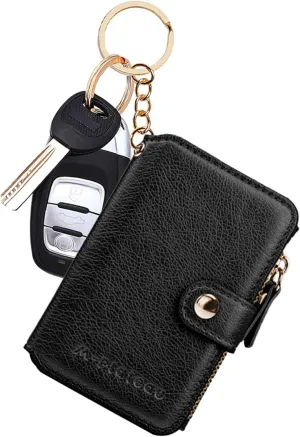 M-Plateau Women's Wallets, Leather Mini Wallet with Key Ring, Practical Small Wallet for Women & Man with Credit Card Holder for Travelling (Black)
