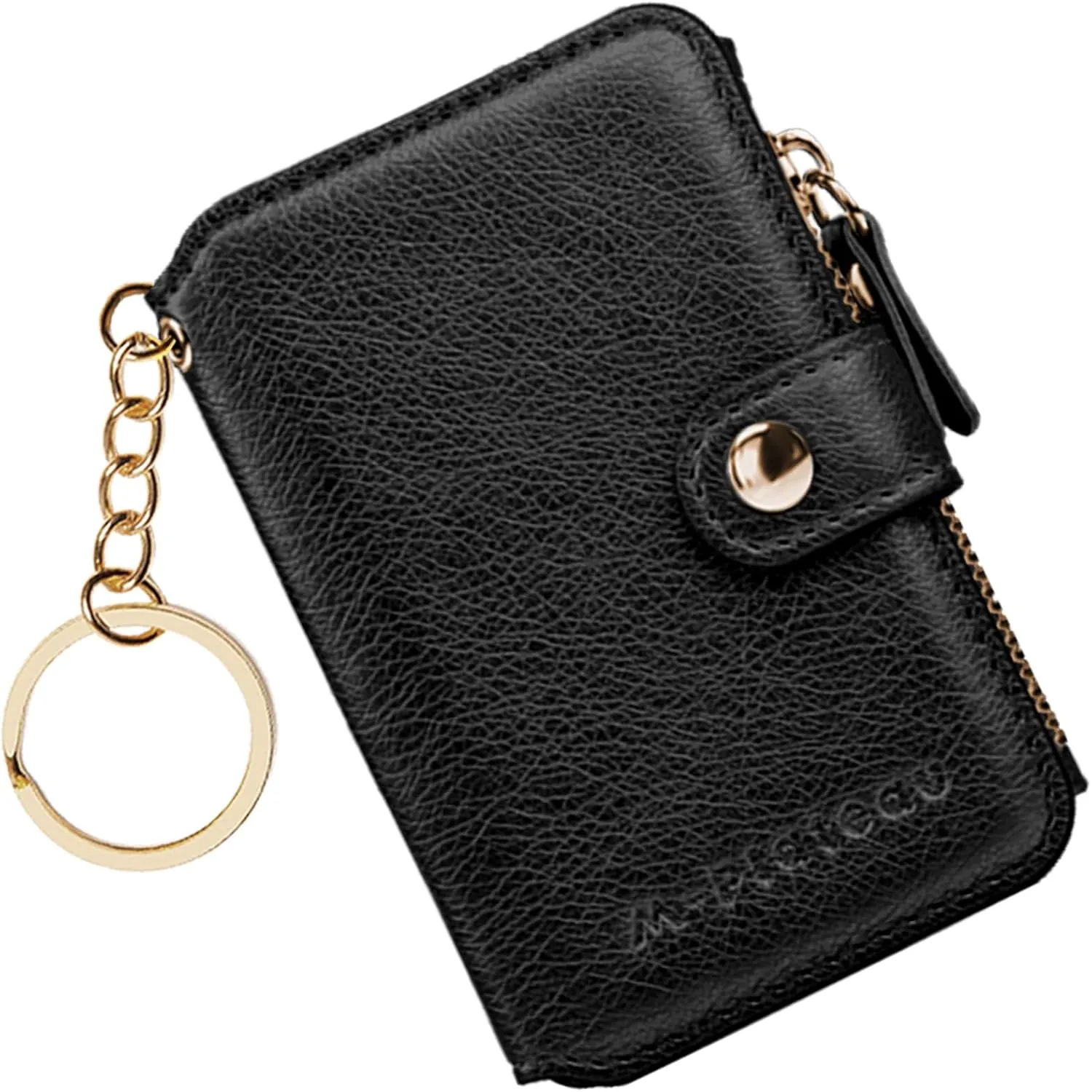 M-Plateau Women's Wallets, Leather Mini Wallet with Key Ring, Practical Small Wallet for Women & Man with Credit Card Holder for Travelling (Black)