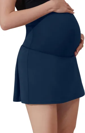 Maacie Maternity Tennis Skirts Quick-Dry Sports A-Line Skirt with Pockets
