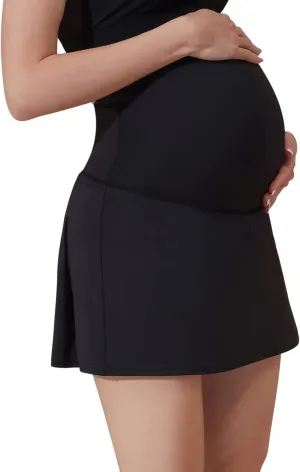 Maacie Maternity Tennis Skirts Quick-Dry Sports A-Line Skirt with Pockets