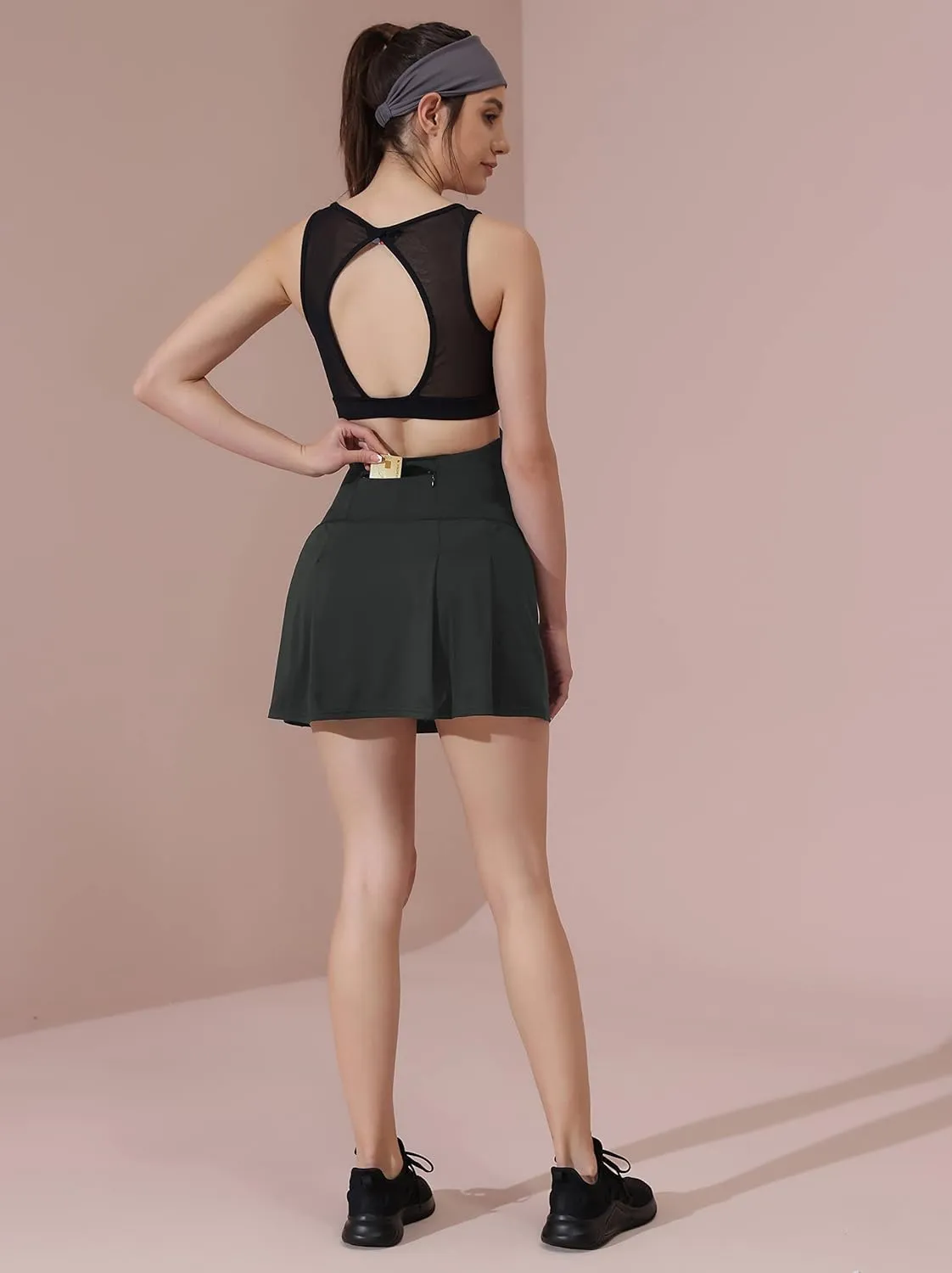 Maacie Maternity Tennis Skirts Quick-Dry Sports A-Line Skirt with Pockets