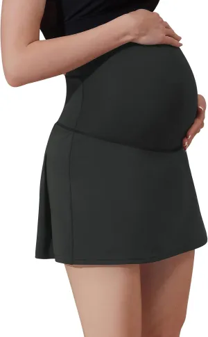 Maacie Maternity Tennis Skirts Quick-Dry Sports A-Line Skirt with Pockets