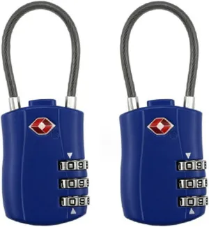 Maizoon 2 Pack TSA Approved 3-Digit Combination Lock with Password Resettable Combo for Travel Luggage Backpak Suitcase Baggage Durable Security Stylish Compact Blue