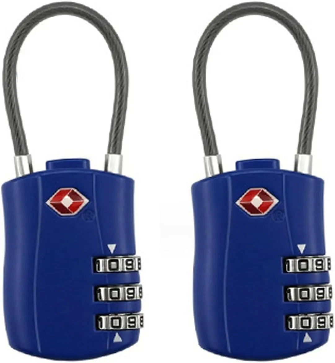 Maizoon 2 Pack TSA Approved 3-Digit Combination Lock with Password Resettable Combo for Travel Luggage Backpak Suitcase Baggage Durable Security Stylish Compact Blue