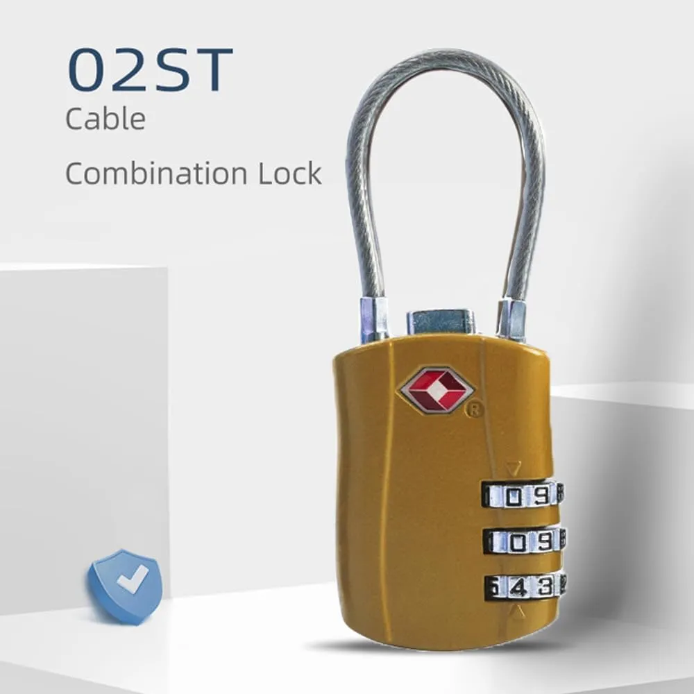 Maizoon 2 Pack TSA Approved 3-Digit Combination Lock with Password Resettable Combo for Travel Luggage Backpak Suitcase Baggage Durable Security Stylish Compact Gold