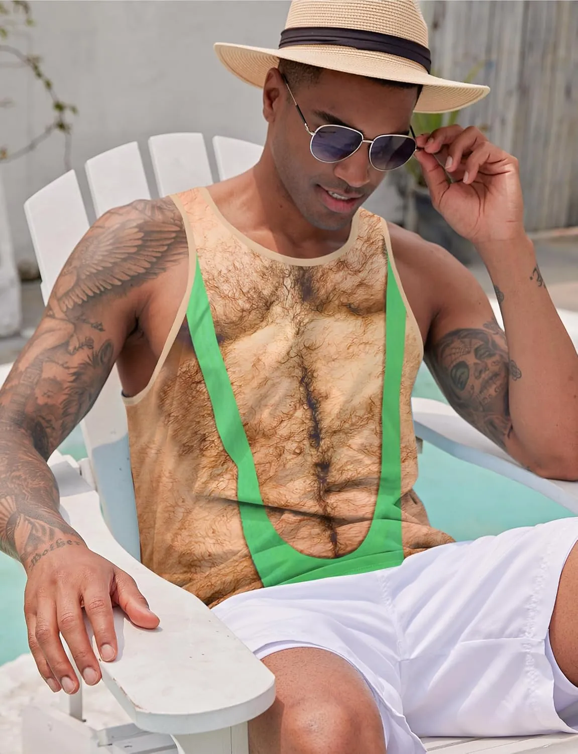 Mens 3D Fake Abs Tank Top Breathable Quick Dry Sleeveless Beach Shirt