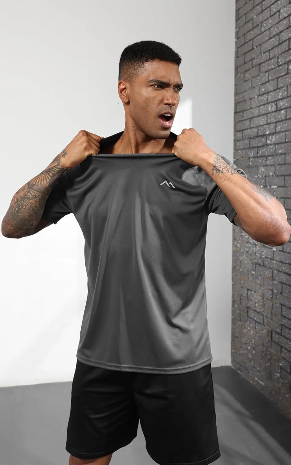 Men's Mesh Athletic Shirts Quick-Dry for Gym Running Training Workout