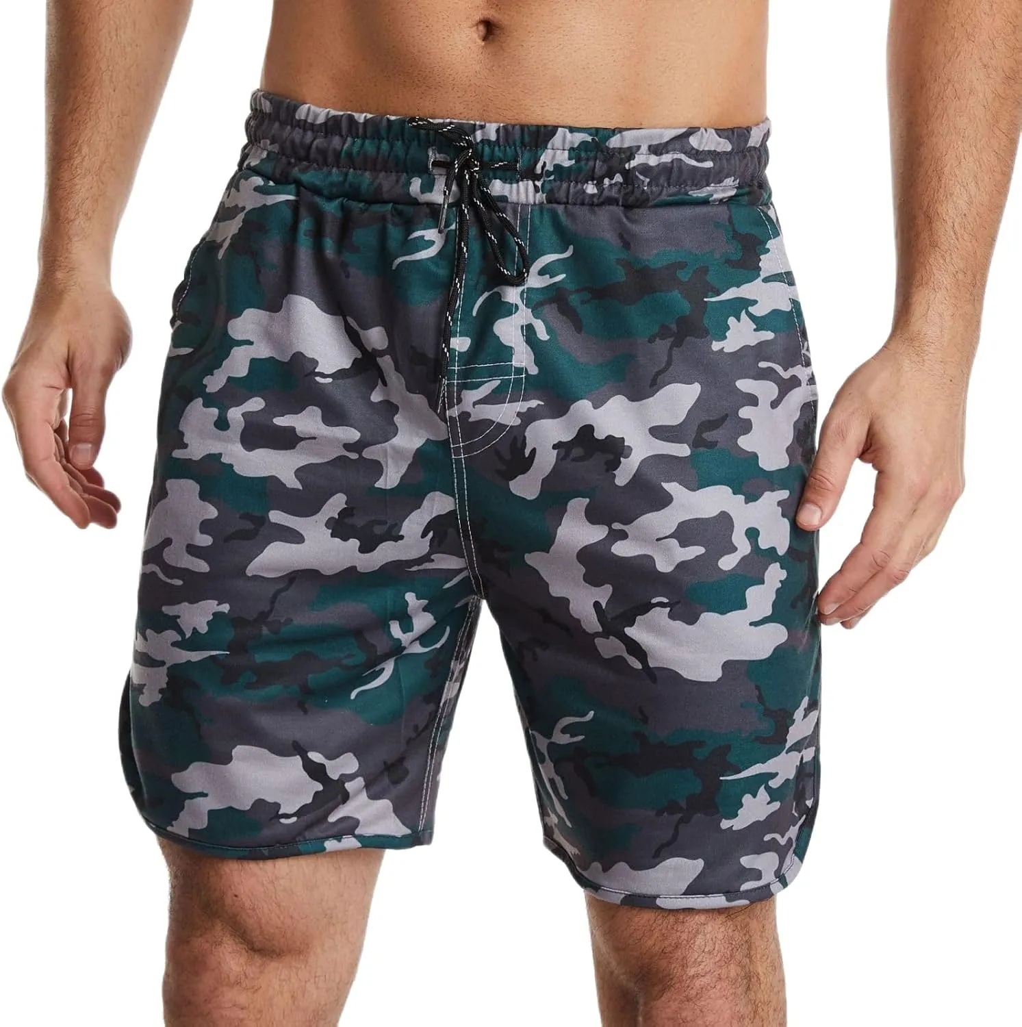 Mens Quick Dry Board Shorts Swim Trunks with Zipper Pockets Bathing Suit